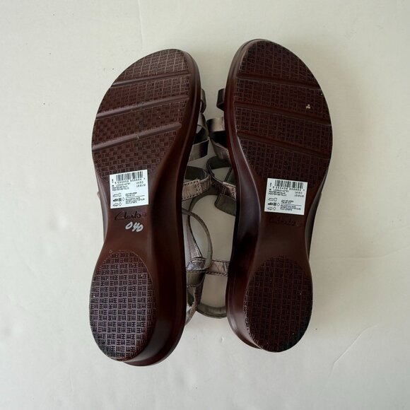 Collection Clarks Womens Loomis Katey Pewter Metallic Strappy Sandals 8.5 - Picture 5 of 6
